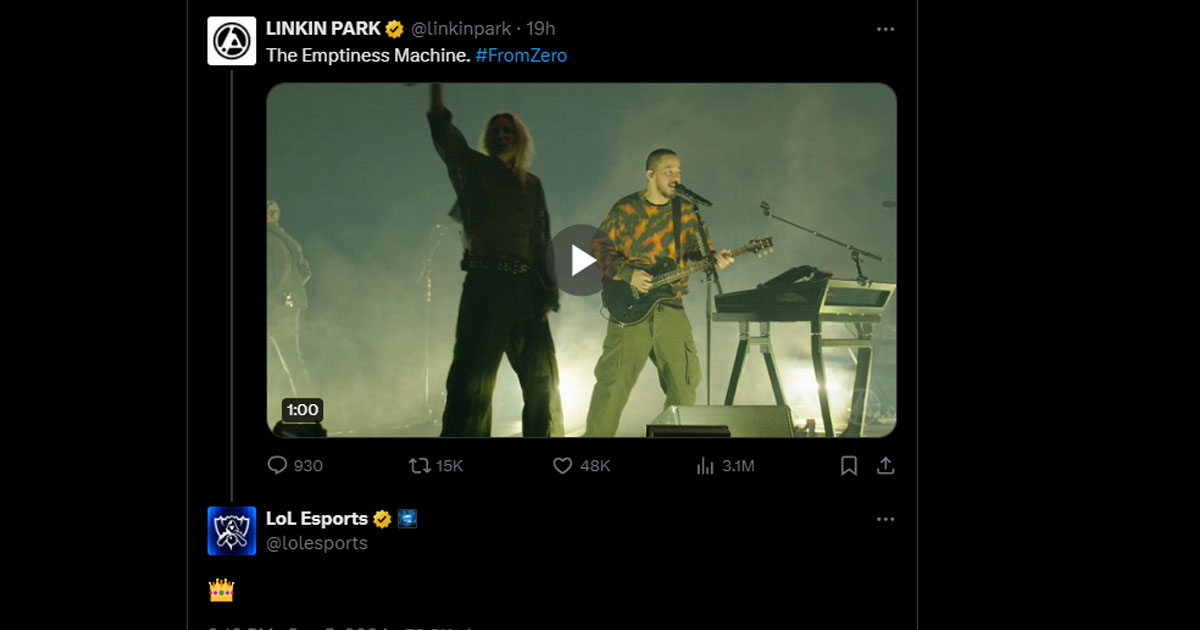 Rumores Apontam Linkin Park como Possível Banda do Hino do Worlds 2024 de League of Legends